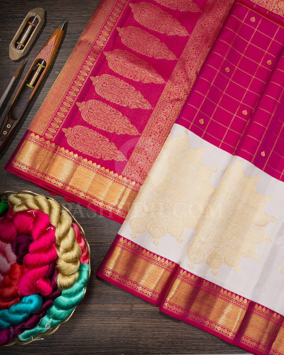 Dual Shaded Raspberry Pink Kanjivaram Silk Saree-S1703(C)