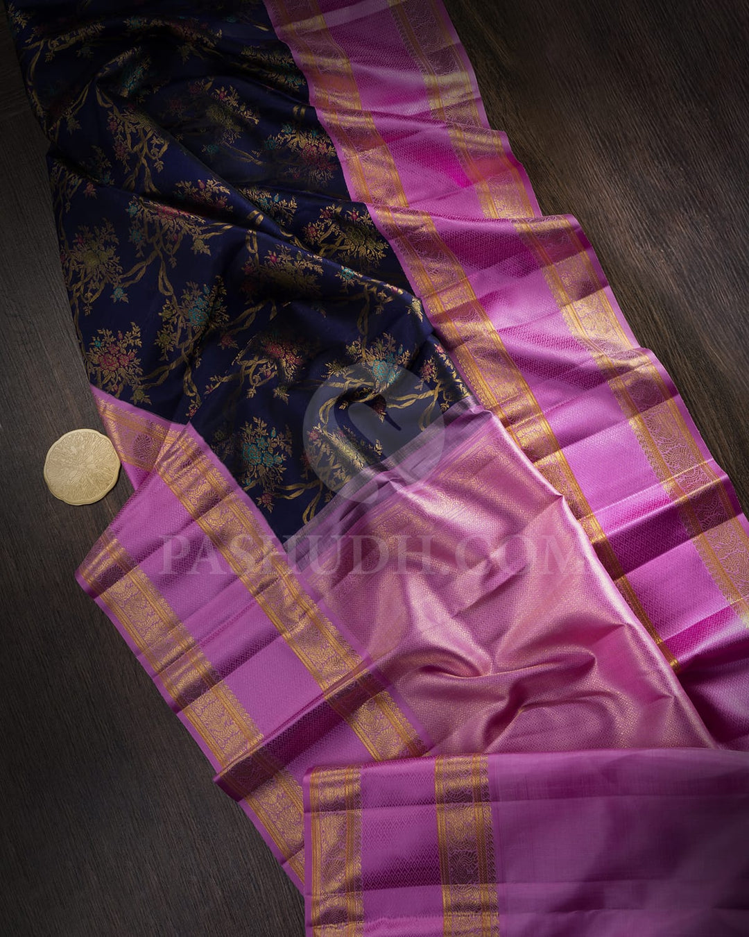 Deep Indigo Blue With Violet Kanjivaram Silk Saree-S1753(A)