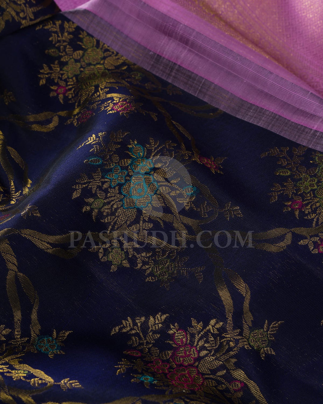 Deep Indigo Blue With Violet Kanjivaram Silk Saree-S1753(A)