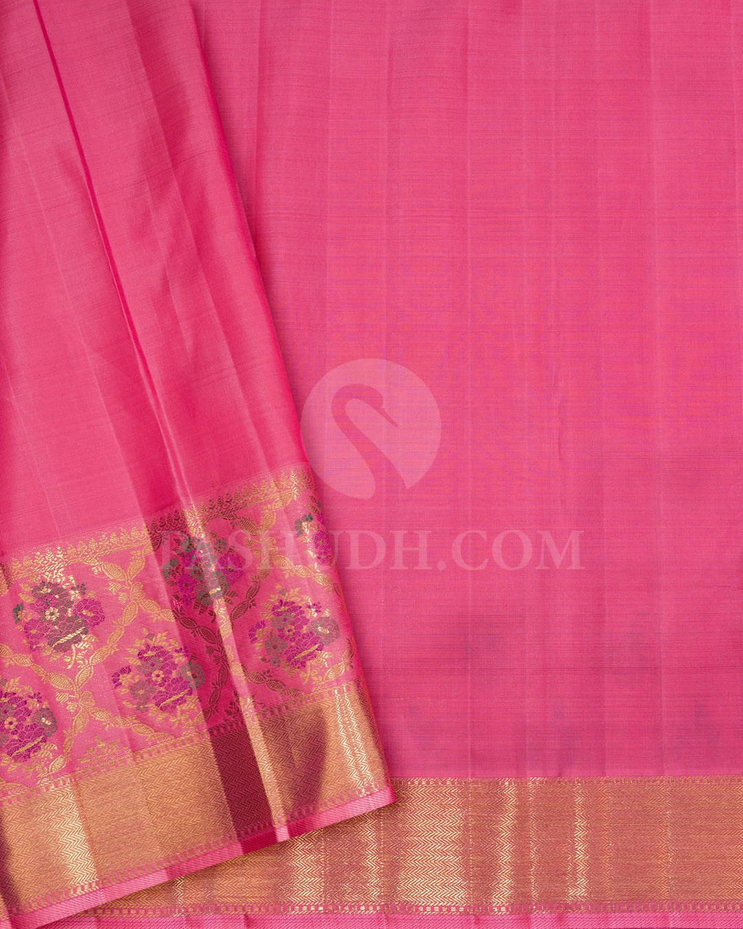 Royal Aubergine With Punch Pink Kanjivaram Silk Saree-S1743(A)