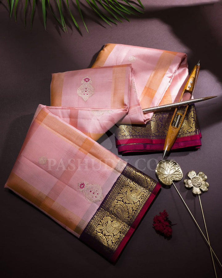 Soft Coral Pink Kanjivaram Silk Saree-S1759(A)