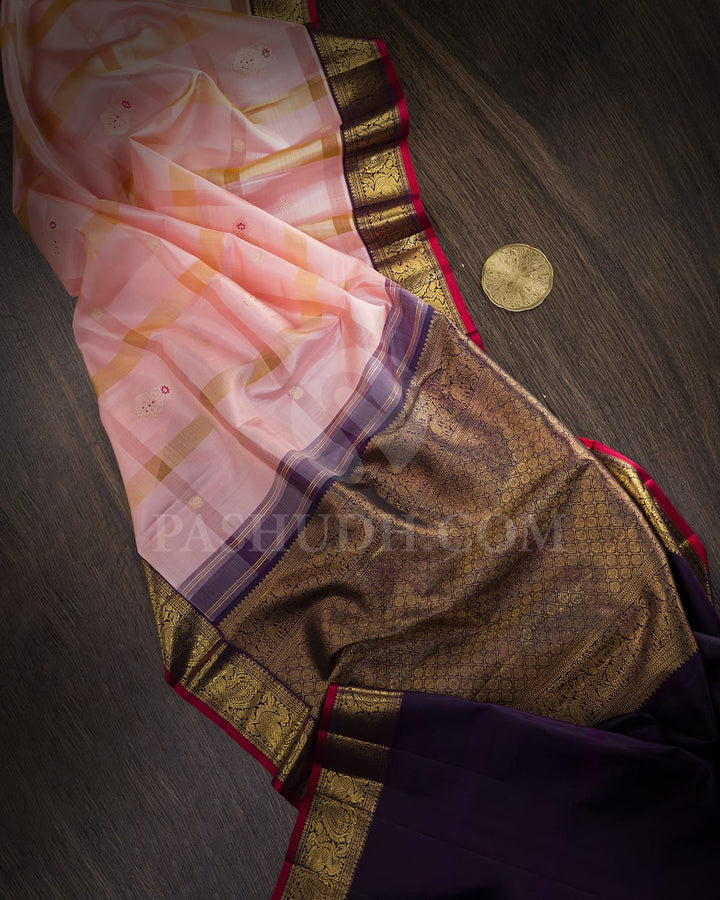 Soft Coral Pink Kanjivaram Silk Saree-S1759(A)