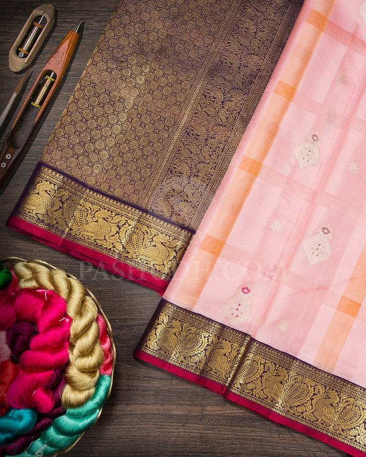 Soft Coral Pink Kanjivaram Silk Saree-S1759(A)