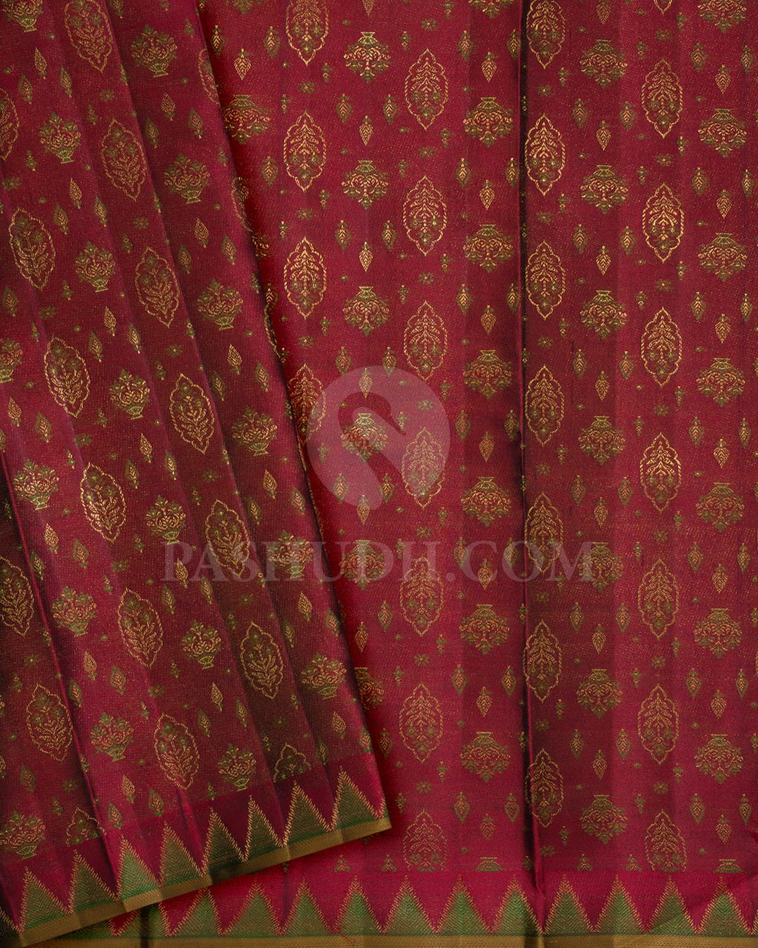 Bottle Green With Red Kanjivaram Silk Saree-D685(A)