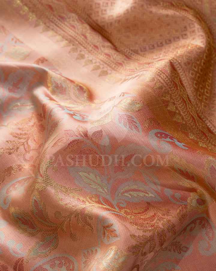 Aesthetic Orange Kanjivaram Silk Saree-DA3