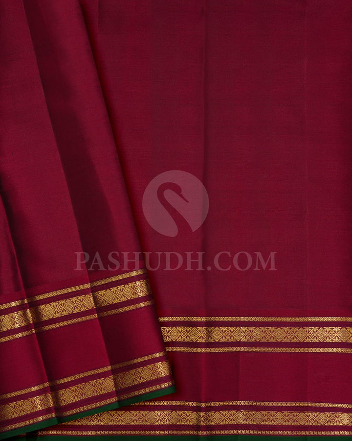 Black With Deep Red Kanjivaram Silk Saree-DJ448(A)