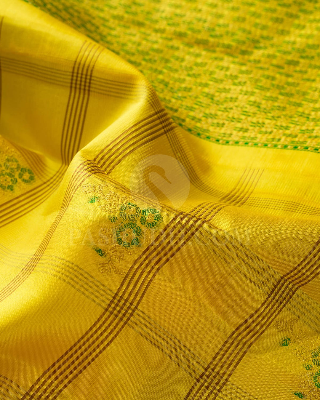 Mustard Yellow And Brown Kanjivaram Silk Saree-DJ446(A)