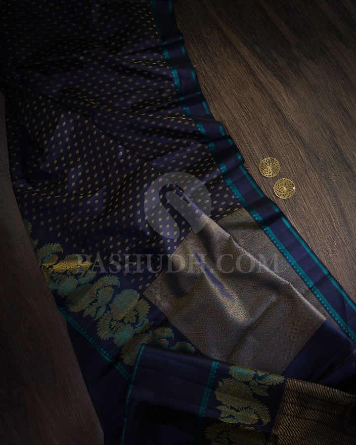 Midnight Blue Kanjivaram Silk Saree-D682(B)