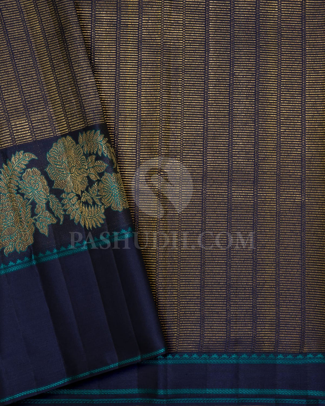 Midnight Blue Kanjivaram Silk Saree-D682(B)