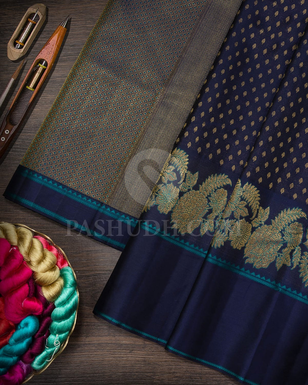 Midnight Blue Kanjivaram Silk Saree-D682(B)