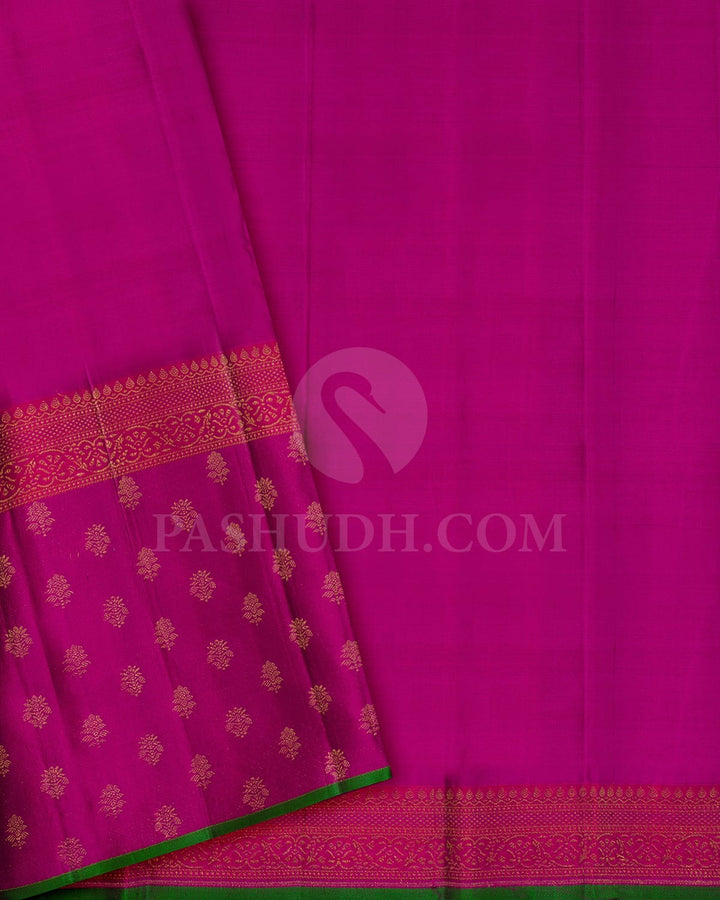 Dark Plum With Magenta Pink Kanjivaram Silk Saree-DJ443(B)