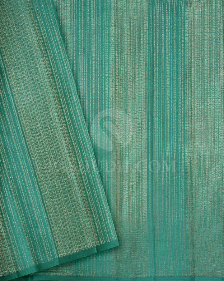 Dual Shaded Emerald Green With Sage Green Kanjivaram Silk Saree-DJ435(B)