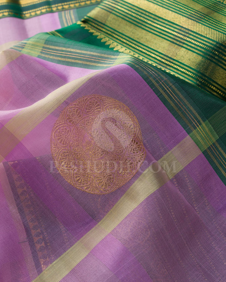 Lavender, Light Green And Bottle Green Organza Kanjivaram Silk Saree-S1698(B)