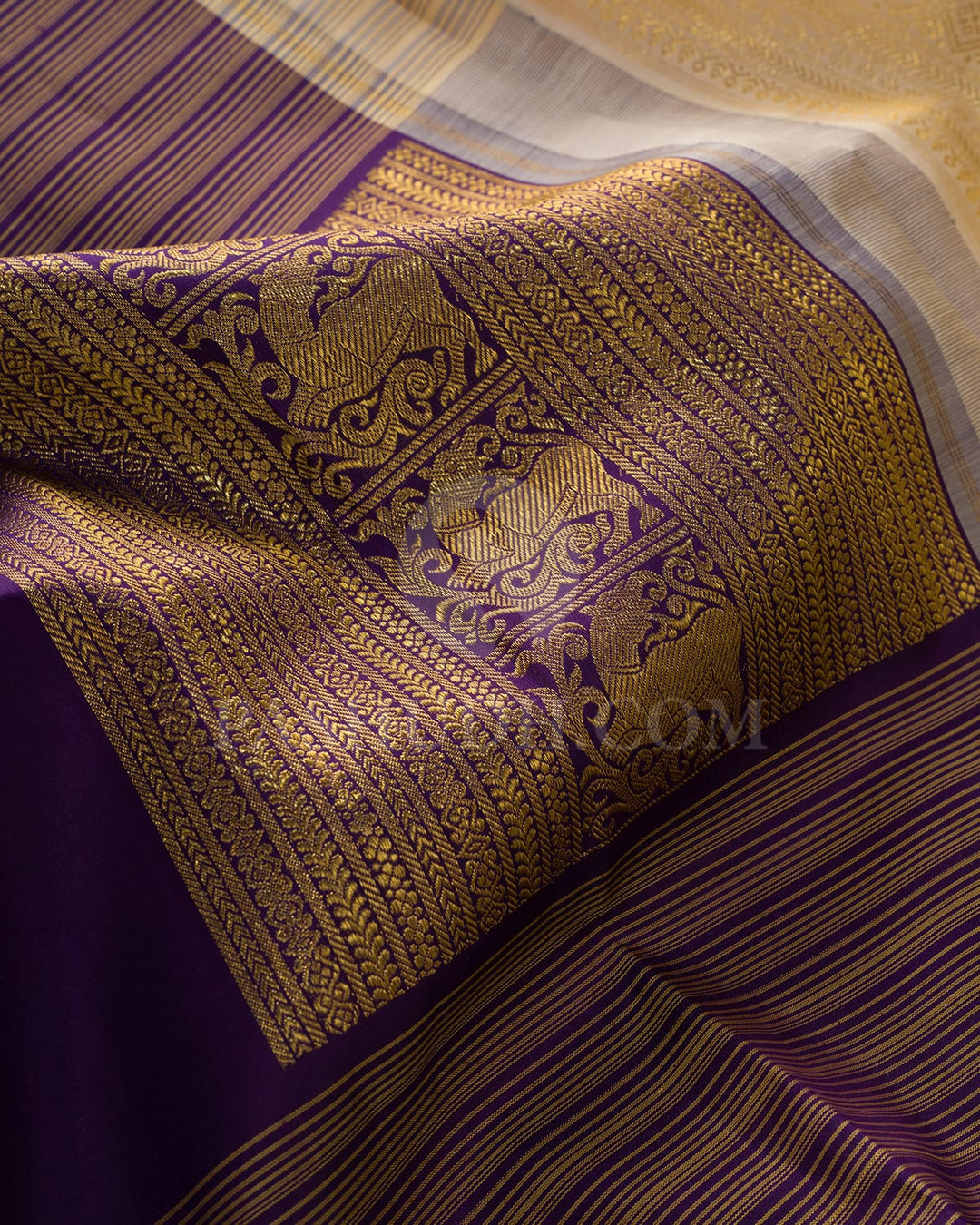 Irish Purple And Beige Traditional Borderless Kanjivaram Silk Saree-S1761(A)