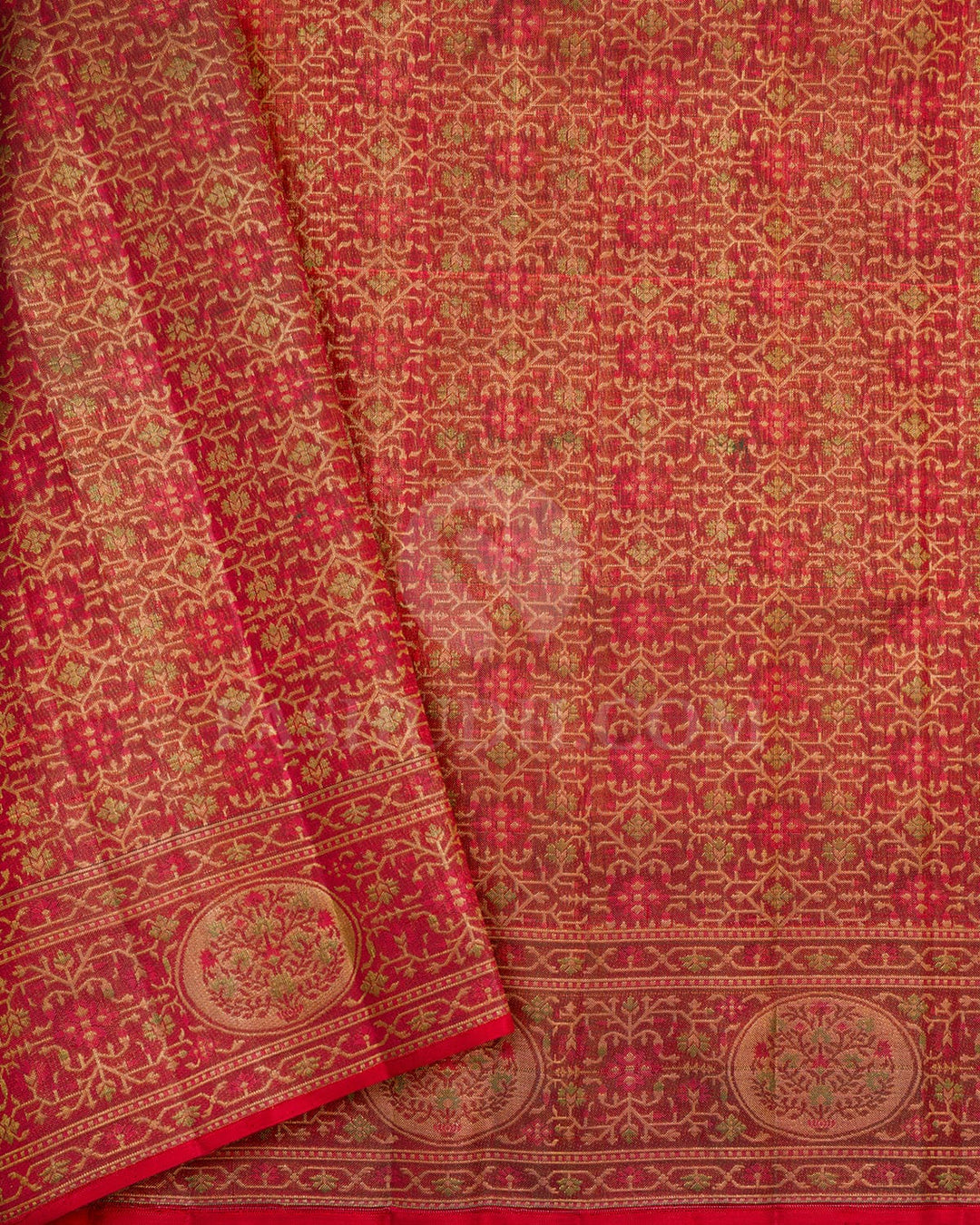 Mango Yellow With Bold Red Bridal Kanjivaram Silk Saree-S1764(A)