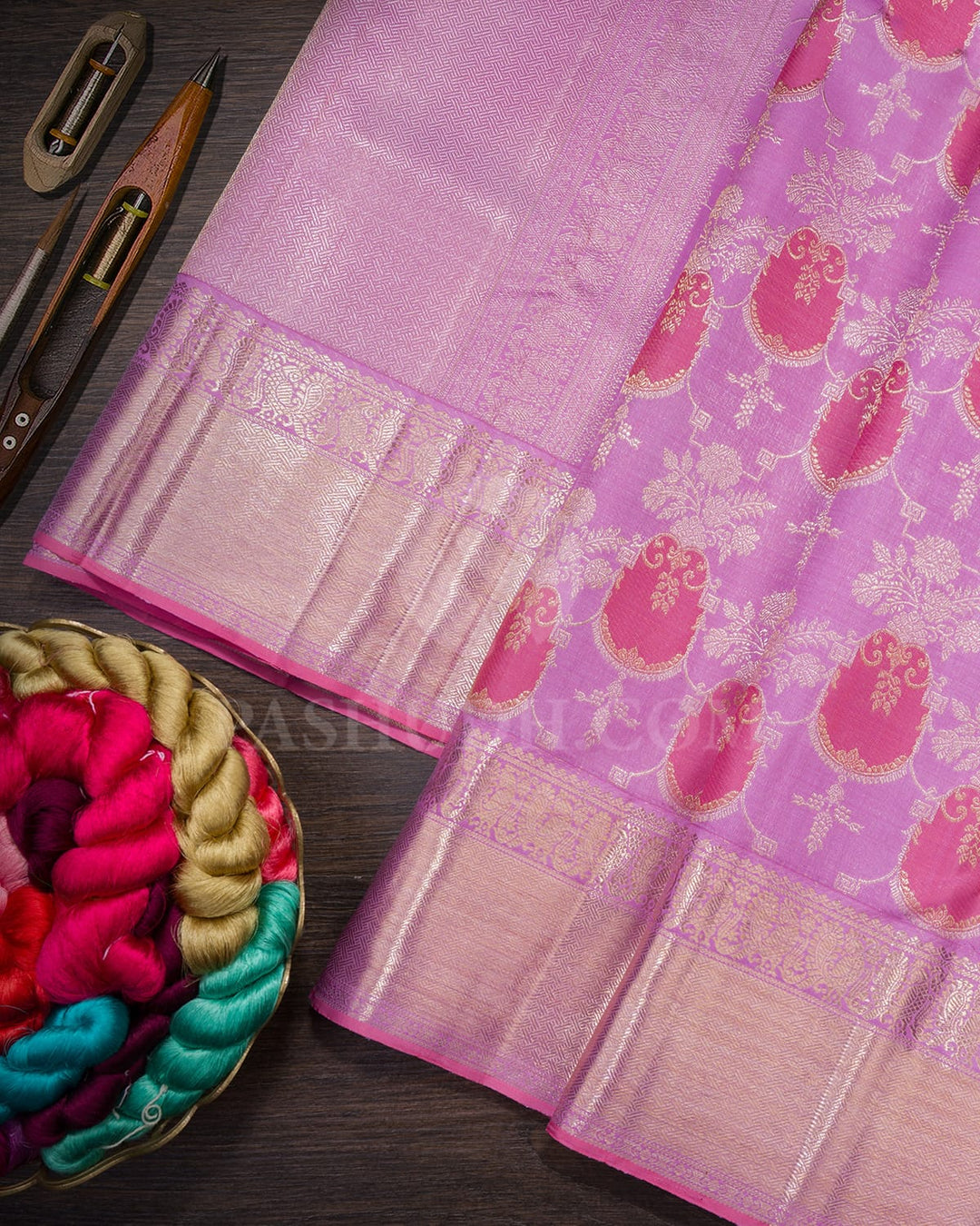 Lilac Bridal Kanjivaram Silk Saree-S1762(A)