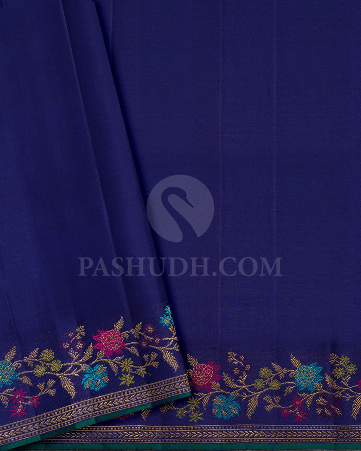 Tiffany Blue With Navy Blue Kanjivaram Silk Saree-S1692(C)