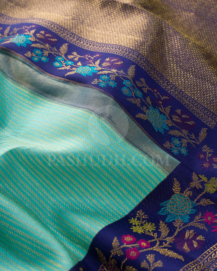 Tiffany Blue With Navy Blue Kanjivaram Silk Saree-S1692(C)
