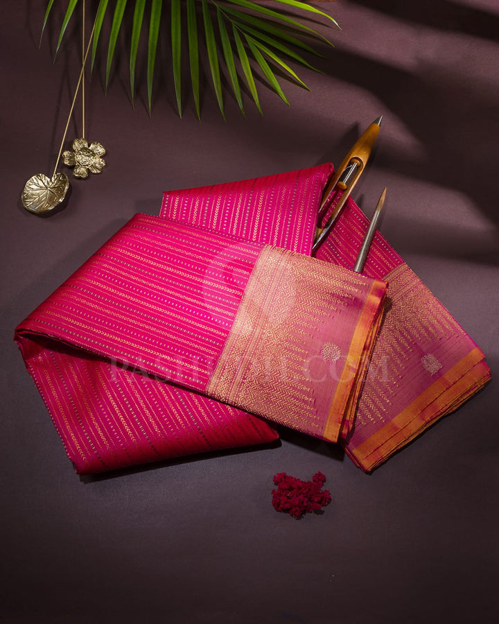 Dual Shaded Reddish Pink Traditional Kanjivaram Silk Saree-S1494(G)