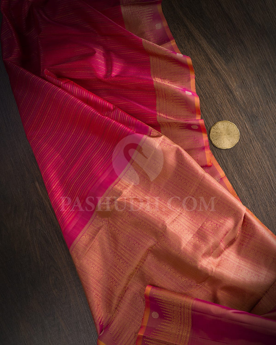 Dual Shaded Reddish Pink Traditional Kanjivaram Silk Saree-S1494(G)