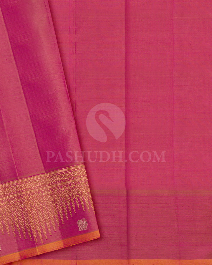 Dual Shaded Reddish Pink Traditional Kanjivaram Silk Saree-S1494(G)