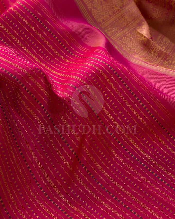 Dual Shaded Reddish Pink Traditional Kanjivaram Silk Saree-S1494(G)