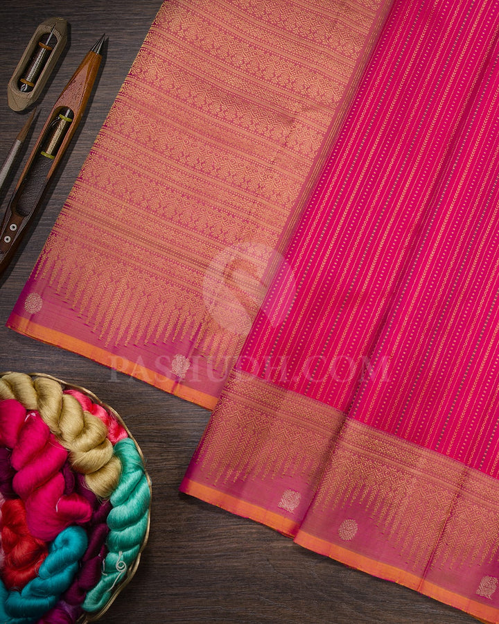 Dual Shaded Reddish Pink Traditional Kanjivaram Silk Saree-S1494(G)