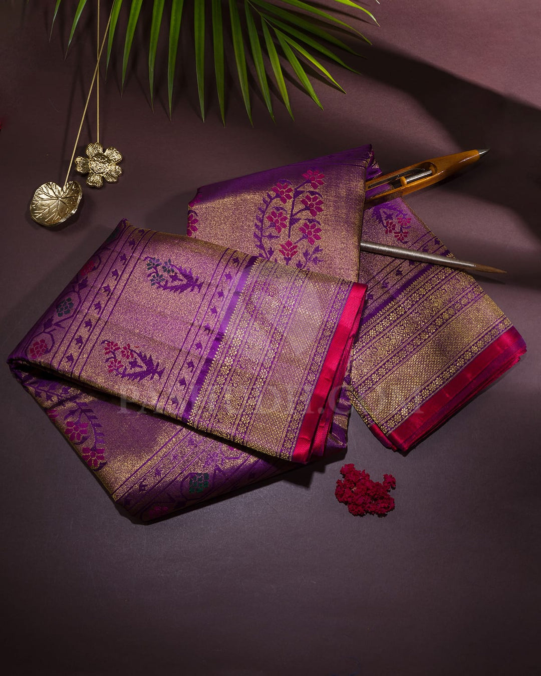 Dark Purple Traditional Kanjivaram Silk Saree-S1738(B)