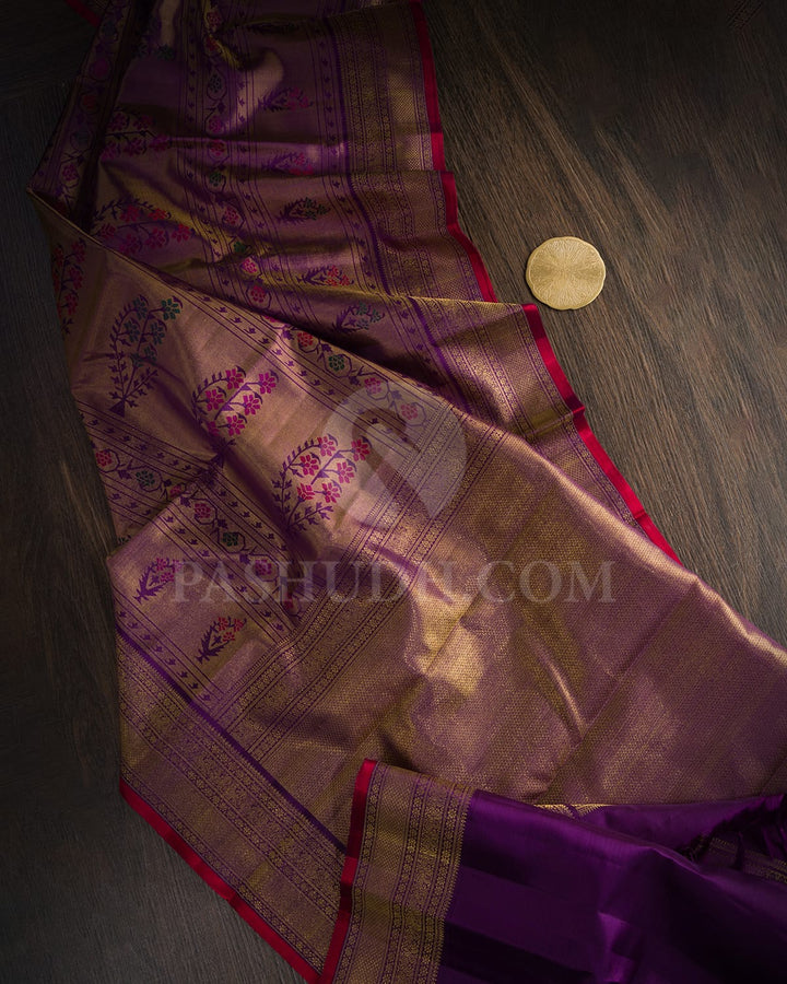 Dark Purple Traditional Kanjivaram Silk Saree-S1738(B)