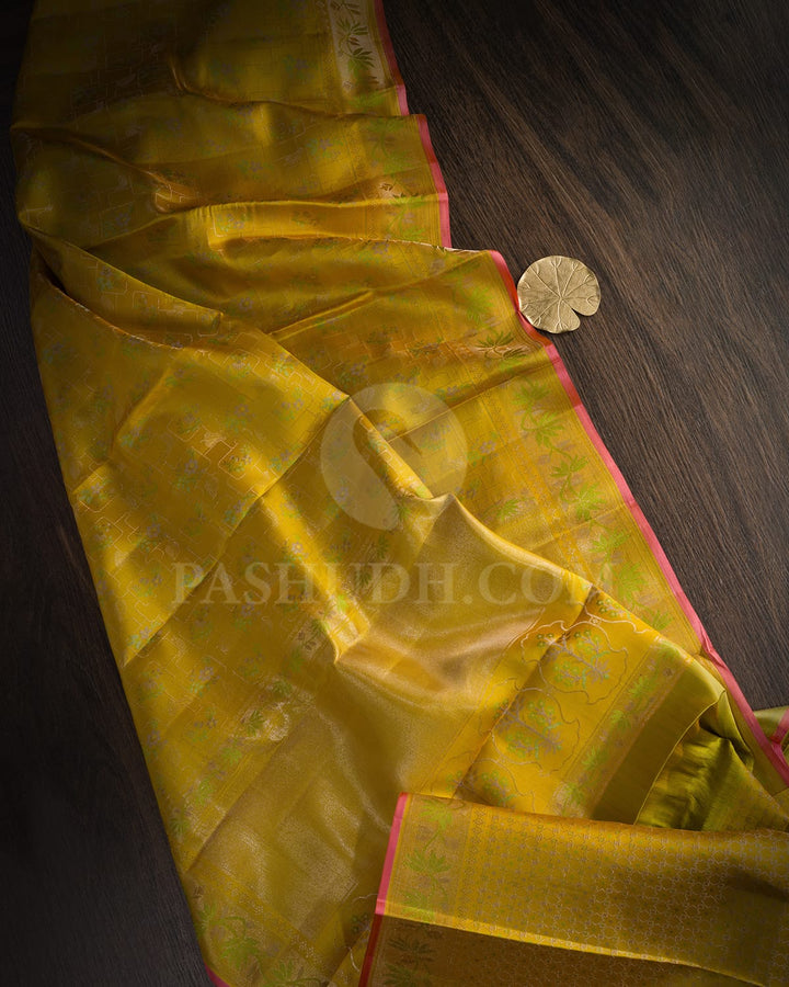 Mustard Yellow Kanjivaram Silk Saree-DJ401(E)