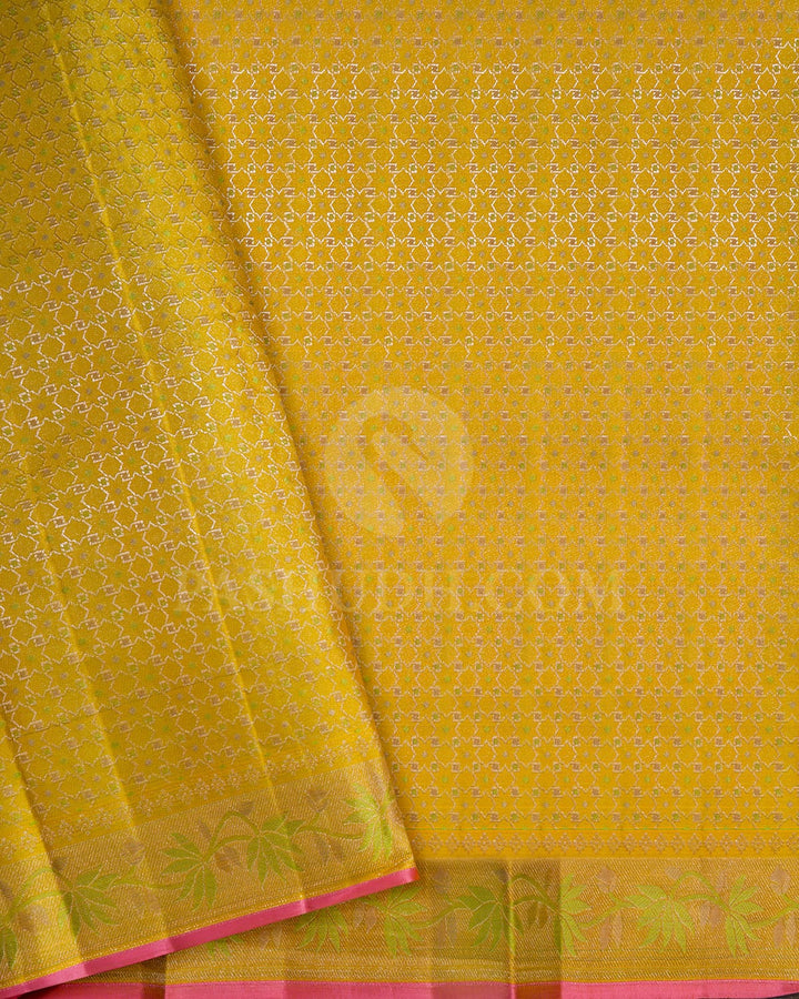 Mustard Yellow Kanjivaram Silk Saree-DJ401(E)