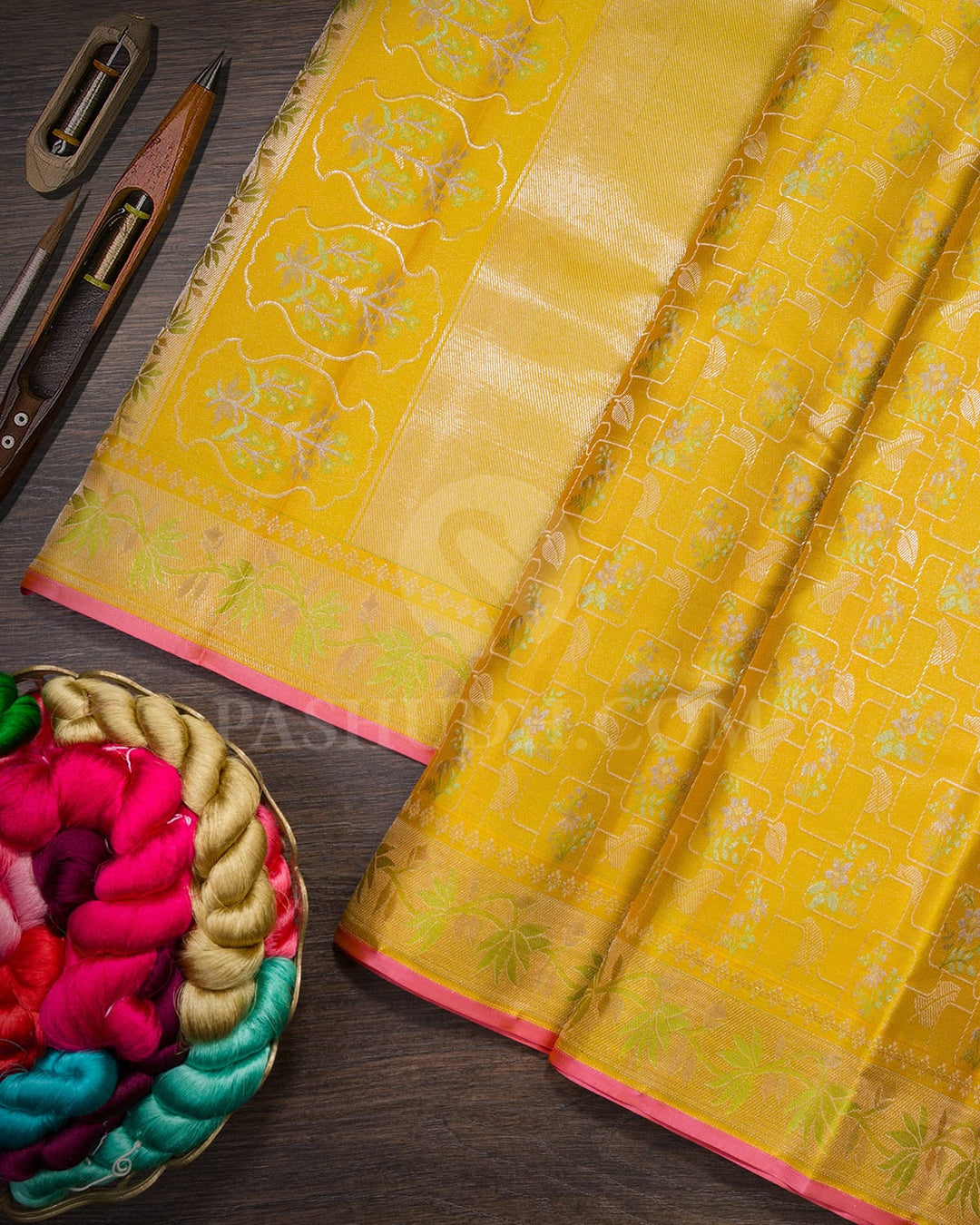 Mustard Yellow Kanjivaram Silk Saree-DJ401(E)