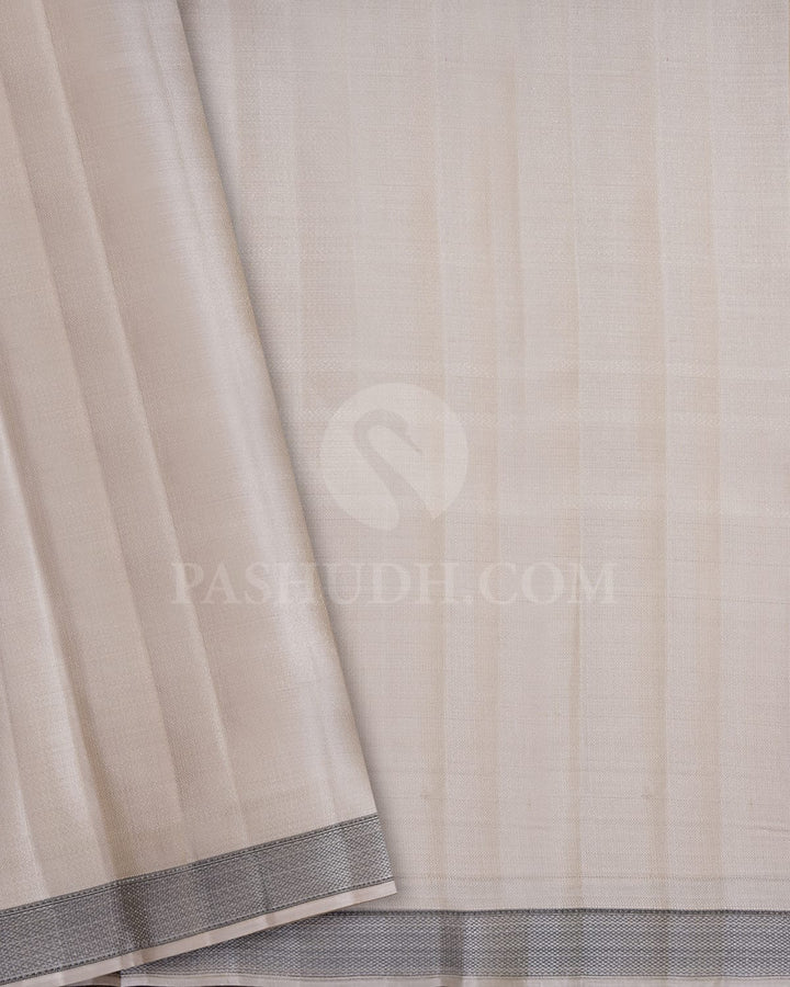 Cream With Black Kanjivaram Silk Saree-D693(A)