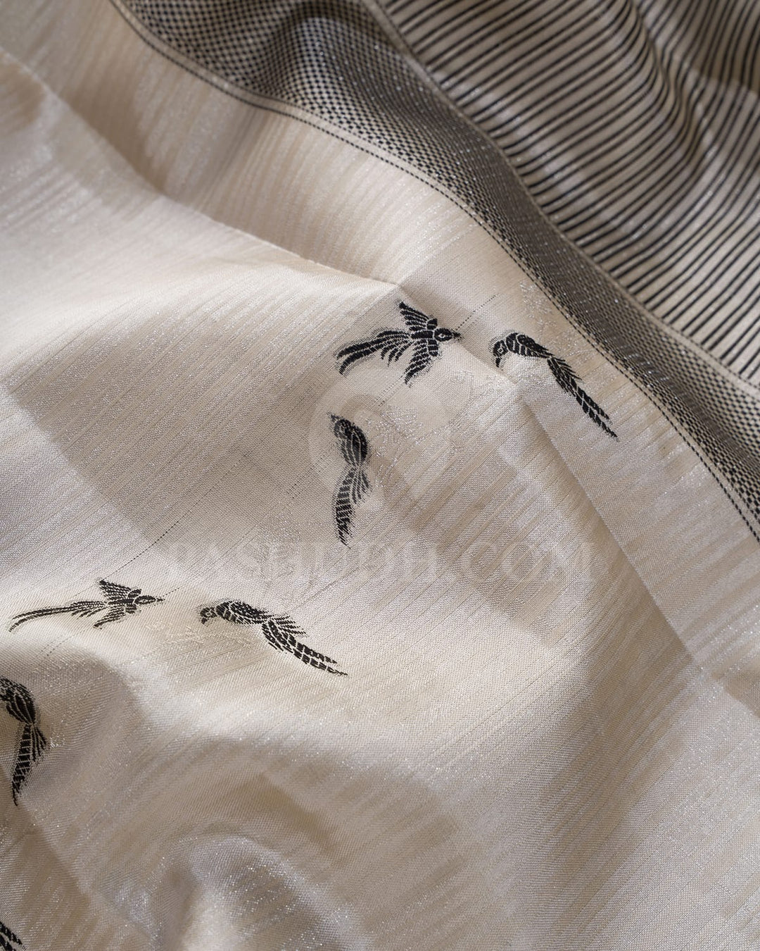 Cream With Black Kanjivaram Silk Saree-D693(A)