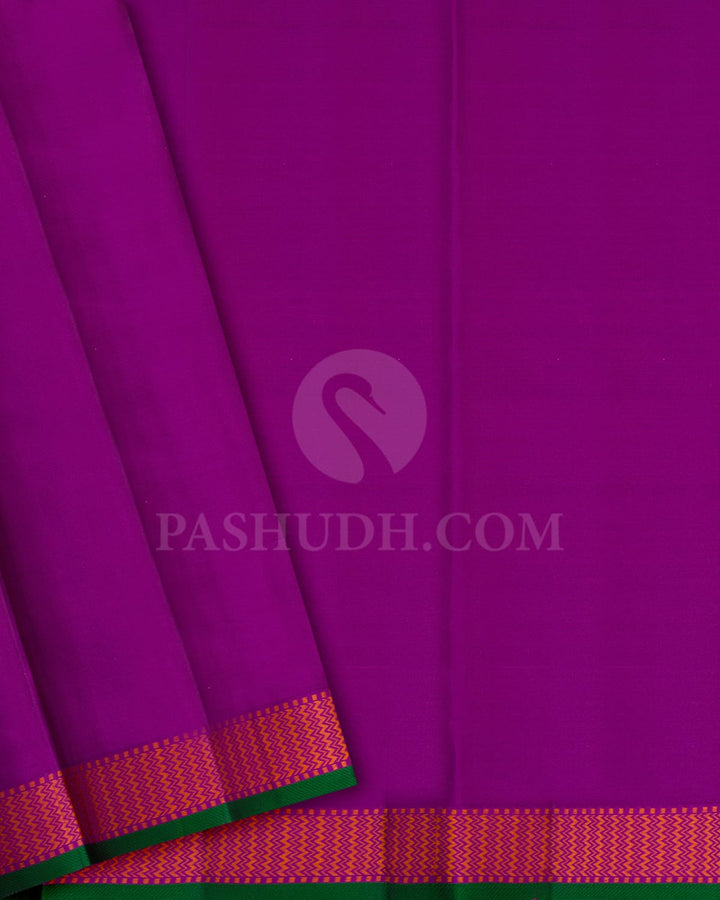 Multi Shades Of Green,Magenta And Mustard Kanjivaram Silk Saree-DJ428(E)