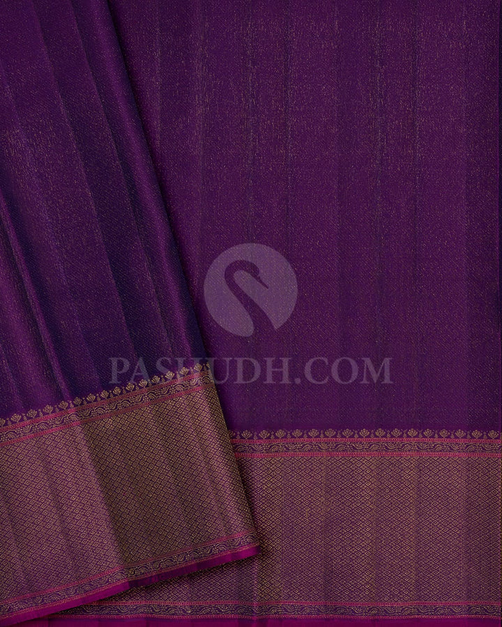 Dark Blue, Pine Green, Olive Green And Purple Kanjivaram Silk Saree-D645(G)