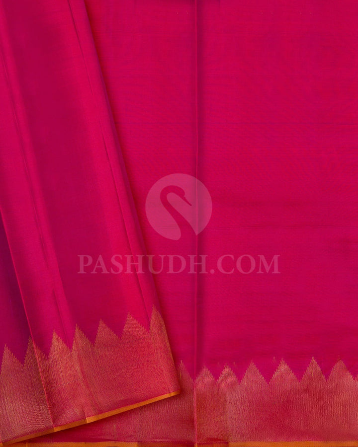 Dual Shaded Reddish Pink Kanjivaram Silk Saree-D691(A)
