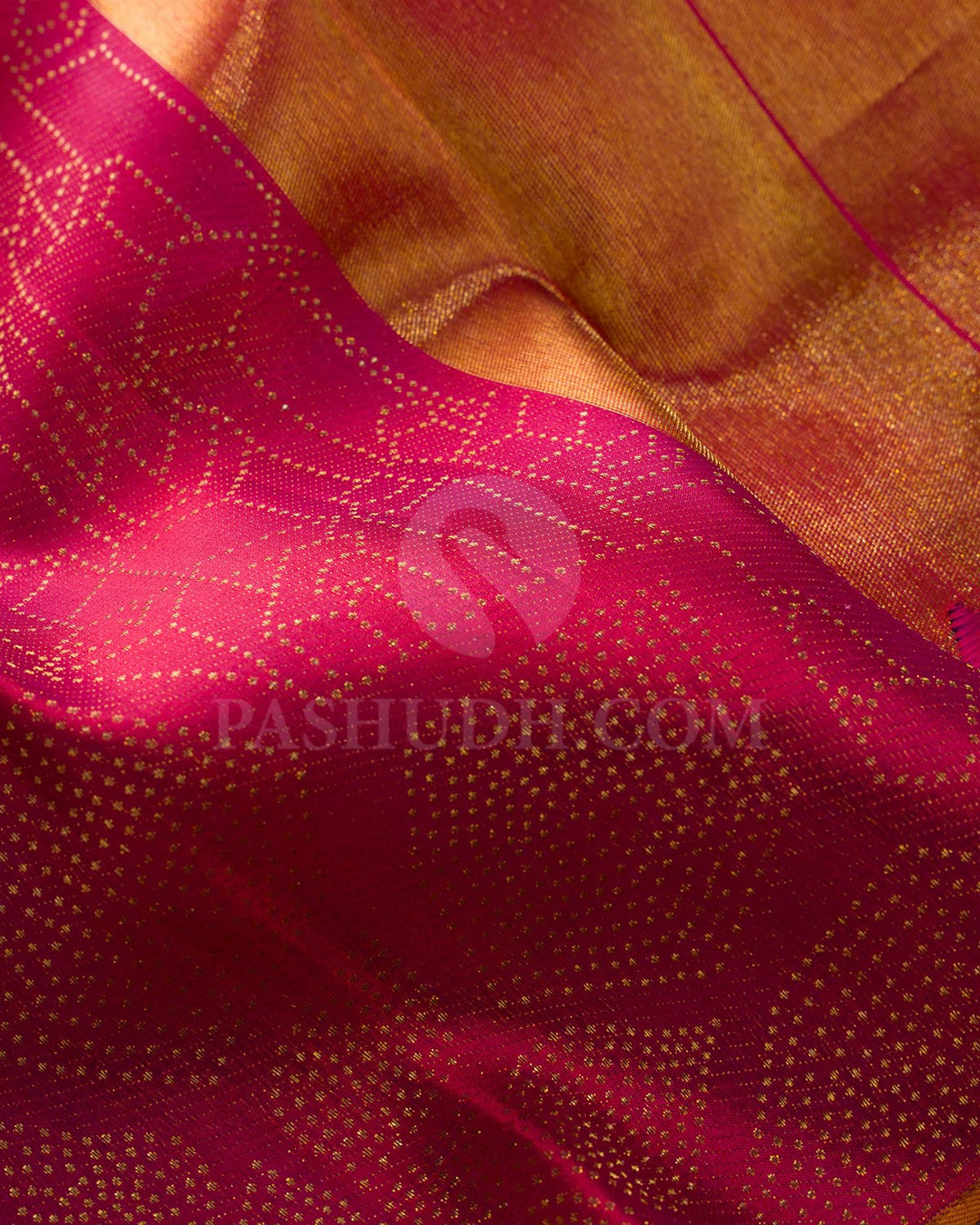 Dual Shaded Reddish Pink Kanjivaram Silk Saree-D691(A)