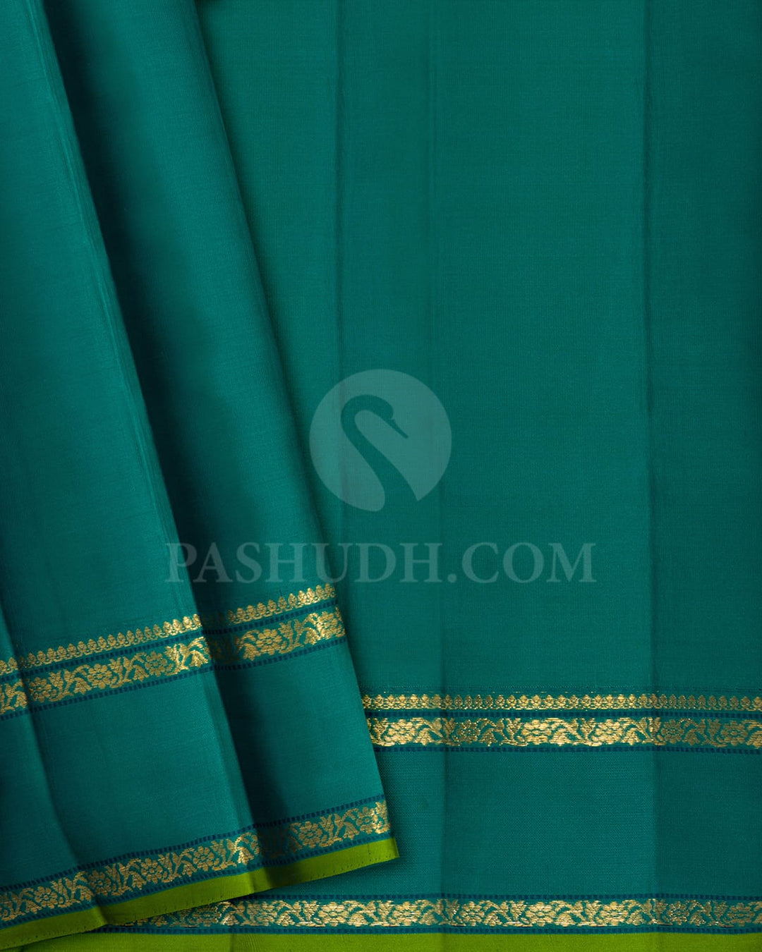 Dual Shaded Peacock Blue And Magenta With Emerald Green Kanjivaram Silk Saree-DJ426(D)