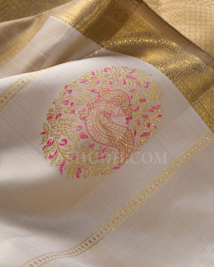 Ivory Kanjivaram Silk Saree-S1669(B)