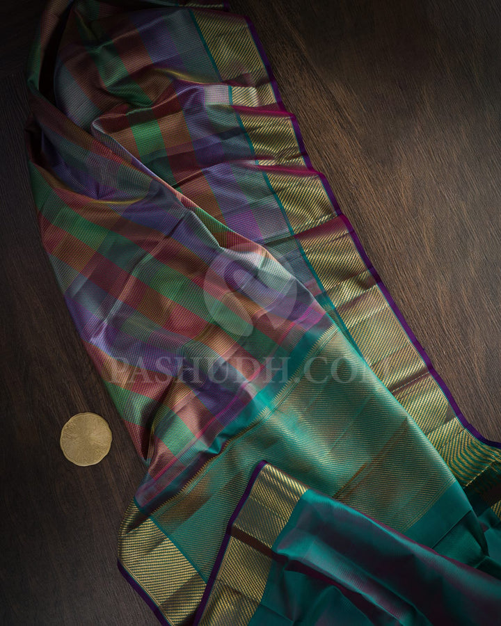 Rani Pink,Sky Blue,Punch Pink And Emerald Green Kanjivaram Silk Saree-DJ442(F)