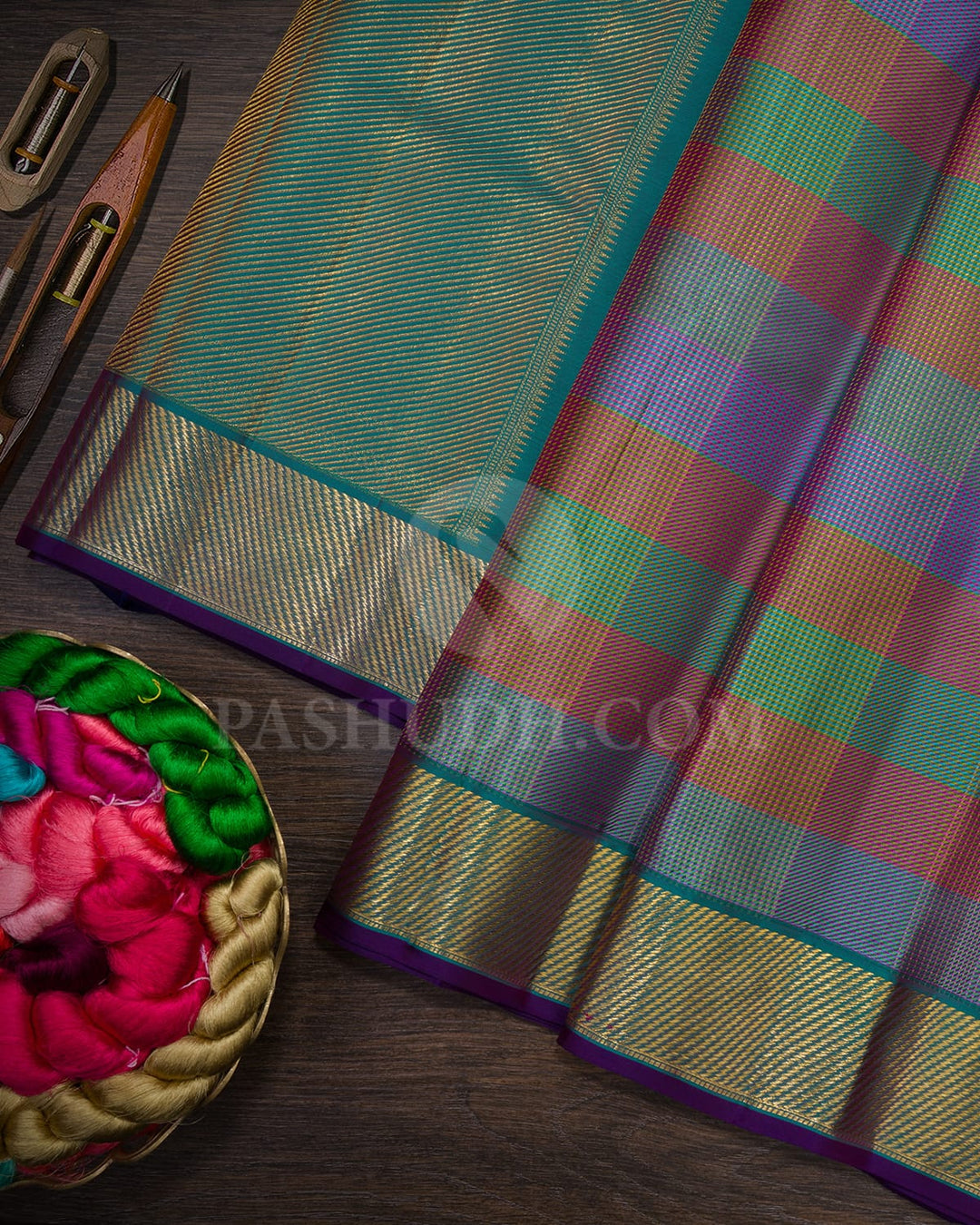 Rani Pink,Sky Blue,Punch Pink And Emerald Green Kanjivaram Silk Saree-DJ442(F)