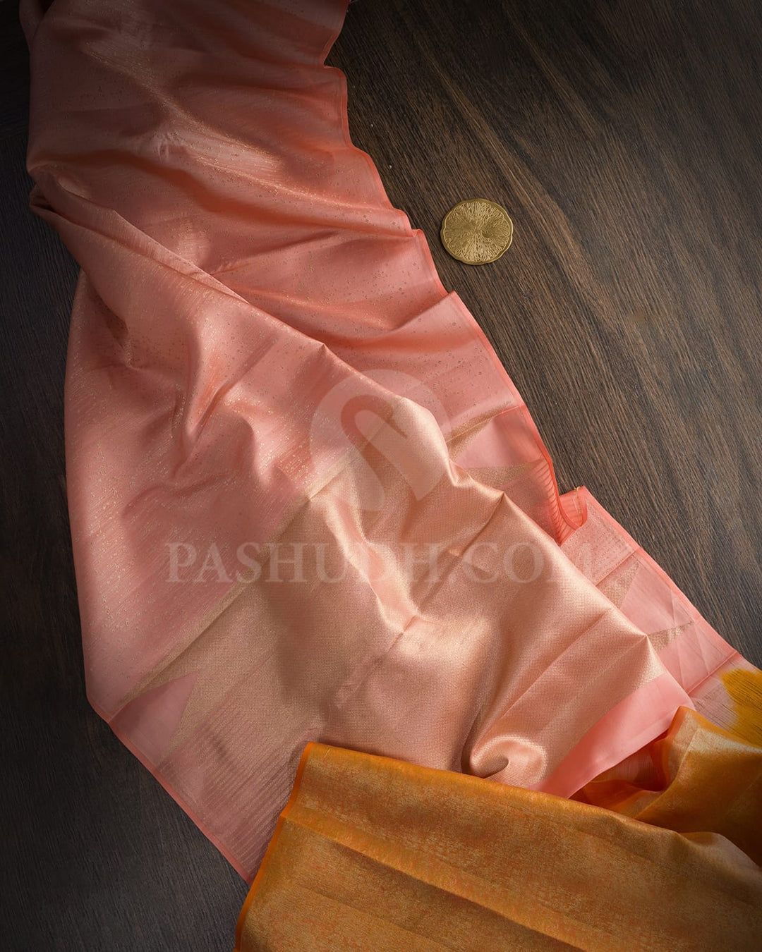 Coral Peach Kanjivaram Silk Saree-DJ305(L)