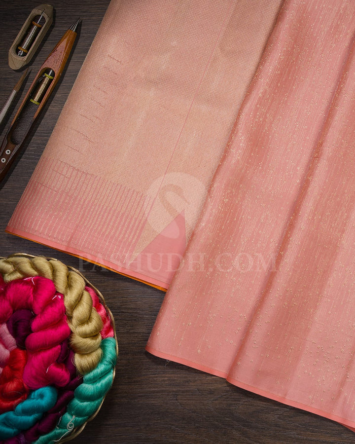 Coral Peach Kanjivaram Silk Saree-DJ305(L)