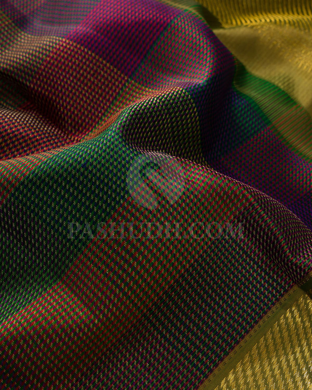 Forest Green,Red,Magenta And Purple Kanjivaram Silk Saree-DJ442(G)