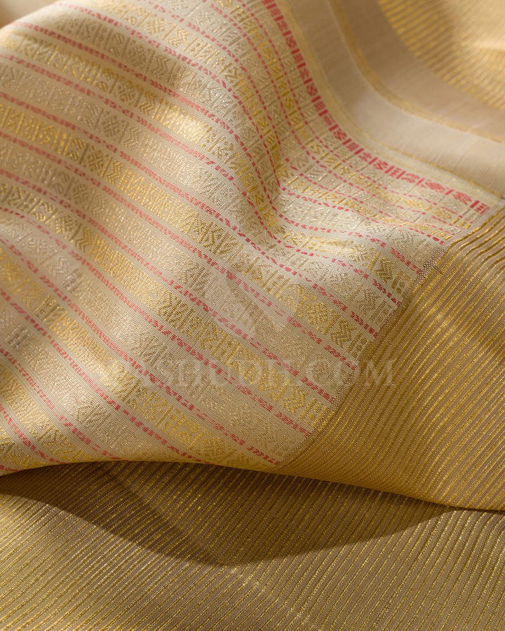 Cream With Beige Kanjivaram Silk Saree-S1647(B)