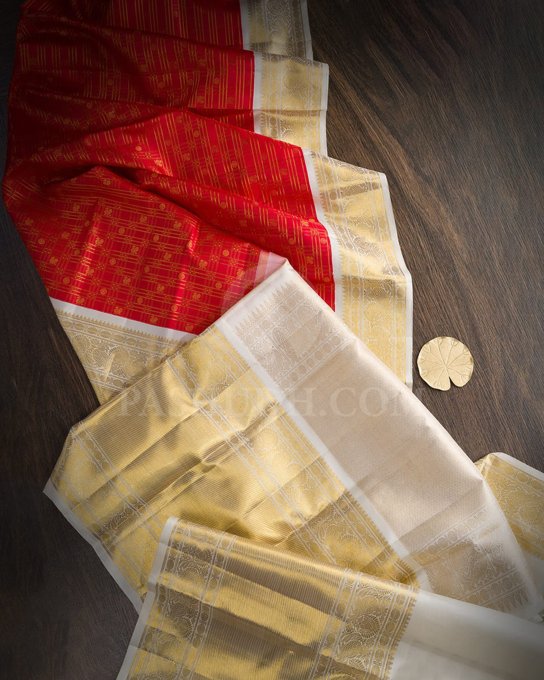 Red With White Bridal Kanjivaram Silk Saree-SP410