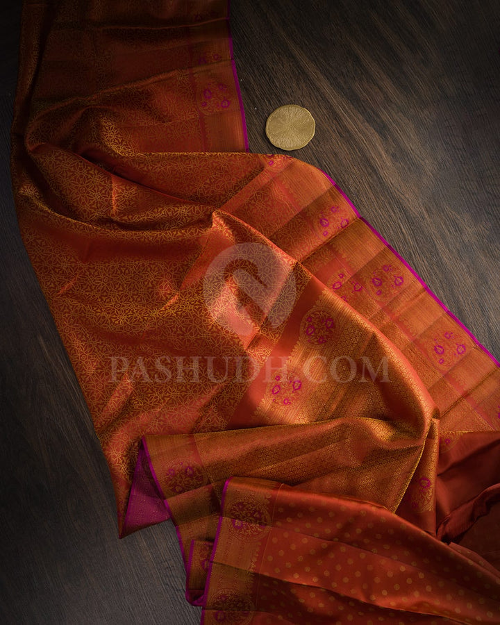 Rust Brown Kanjivaram Silk Saree-DJ450(A)