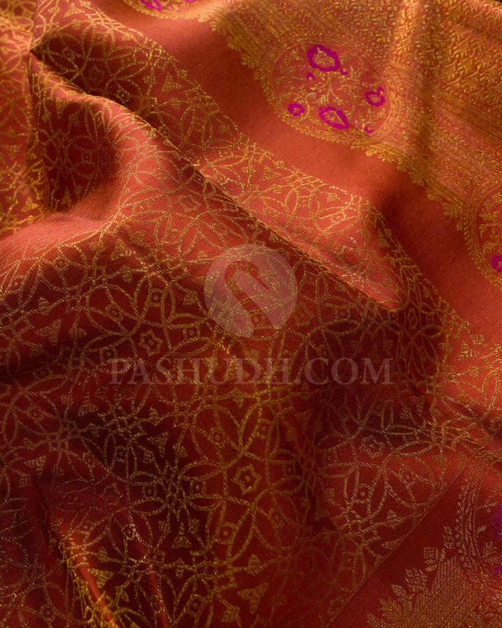 Rust Brown Kanjivaram Silk Saree-DJ450(A)