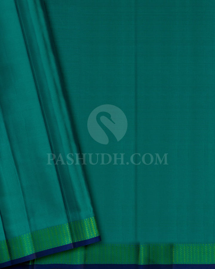 Multicolor Of Peacock Green,Forest Green,Magenta And Navy Blue Kanjivaram Silk Saree-DJ445(C)
